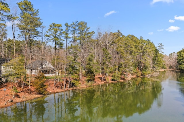 water view with a wooded view