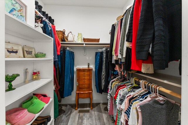 spacious closet featuring wood finished floors