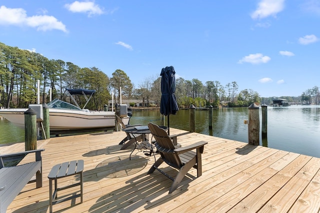 dock area featuring a water view