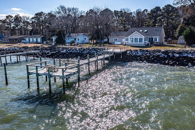 view of dock featuring a water view