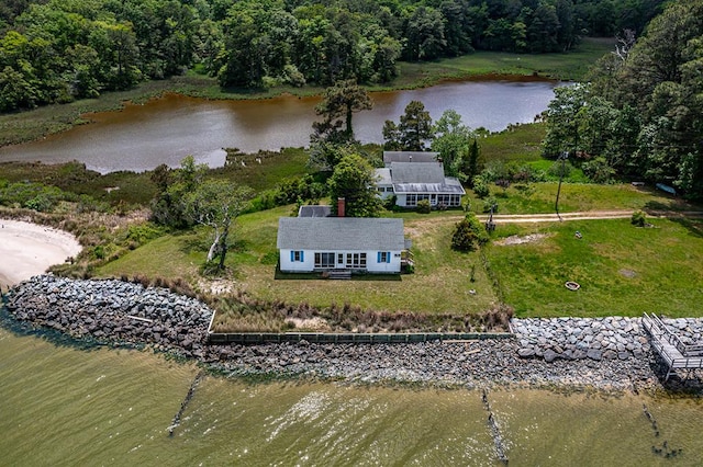 1021 Virmar Beach Rd, Heathsville, VA 22482 - aerial view of property and surrounding area with a large body of water and a forest