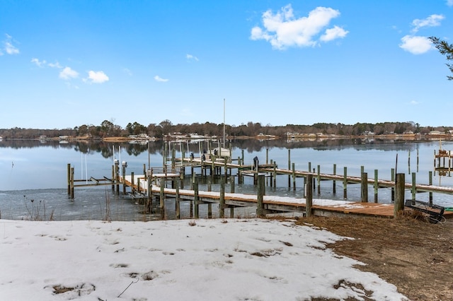 dock area with a water view