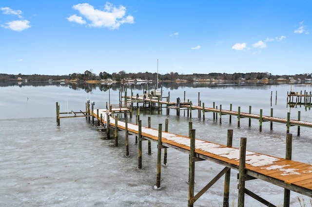 view of dock featuring a water view