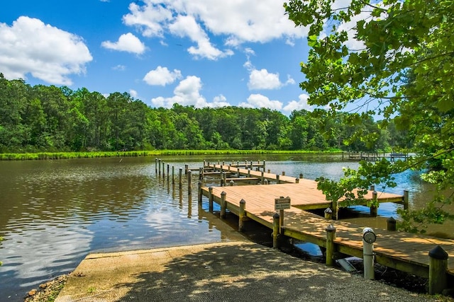 view of dock featuring a water view