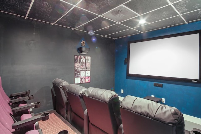 home theater featuring a drop ceiling