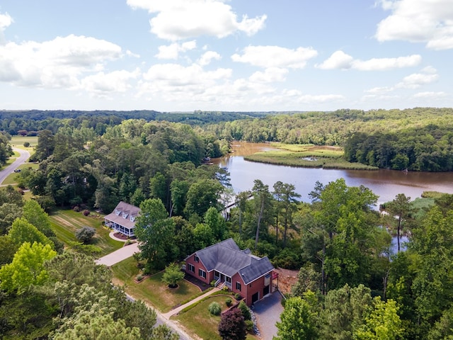 bird's eye view featuring a water view