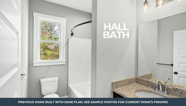 TBD Knights Landing Drive, Heathsville, VA 22473 - bathroom featuring toilet, vanity, and bathtub / shower combination