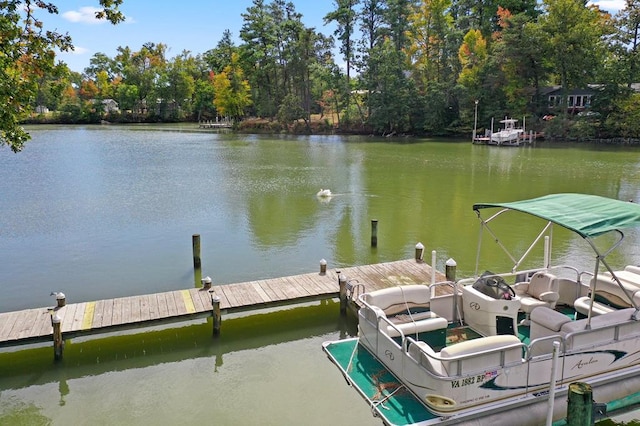 dock area featuring a water view