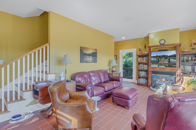 view of tiled living room