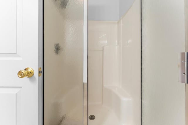 bathroom with a stall shower