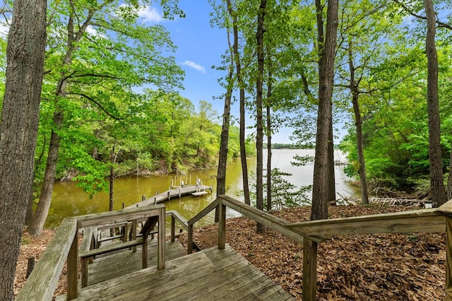 view of dock featuring a water view