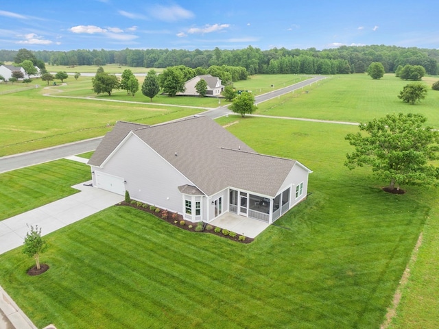 drone / aerial view featuring a rural view