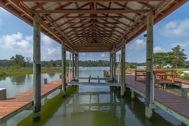 744 Possum Point Prt, Haywood, VA 23138 - dock area featuring boat lift and a water view