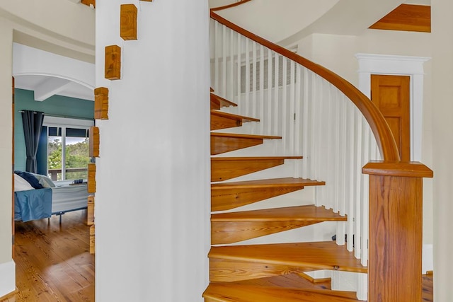 744 Possum Point Prt, Haywood, VA 23138 - stairway featuring wood finished floors and arched walkways