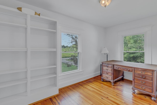 office space with hardwood / wood-style floors