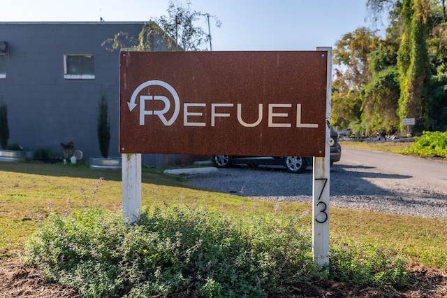 view of community sign