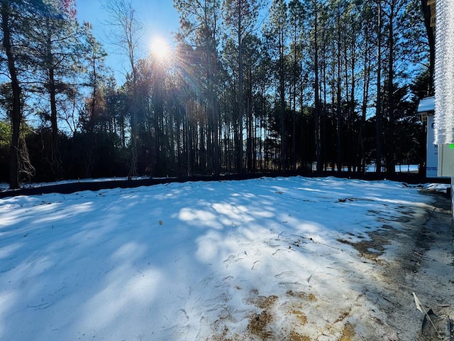 view of yard layered in snow