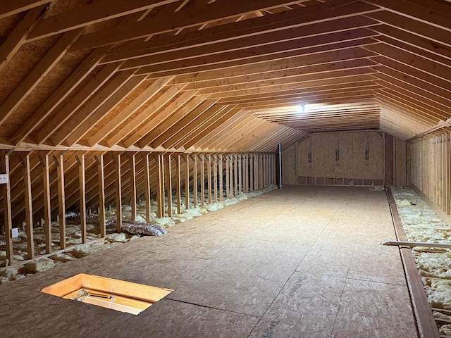 view of unfinished attic