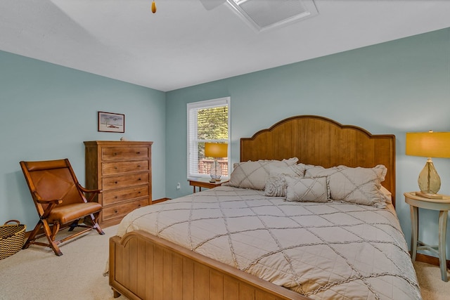 604 High Point Trl, Heathsville, VA 22473 - bedroom featuring light carpet, attic access, and a ceiling fan