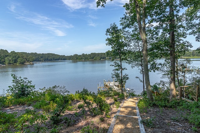 604 High Point Trl, Heathsville, VA 22473 - water view with a boat dock and a heavily wooded area