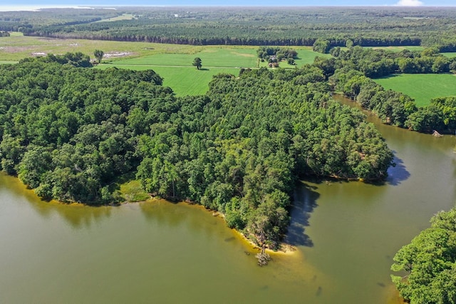 aerial view featuring a rural view and a water view