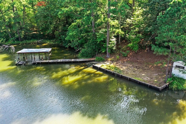 dock area featuring a water view