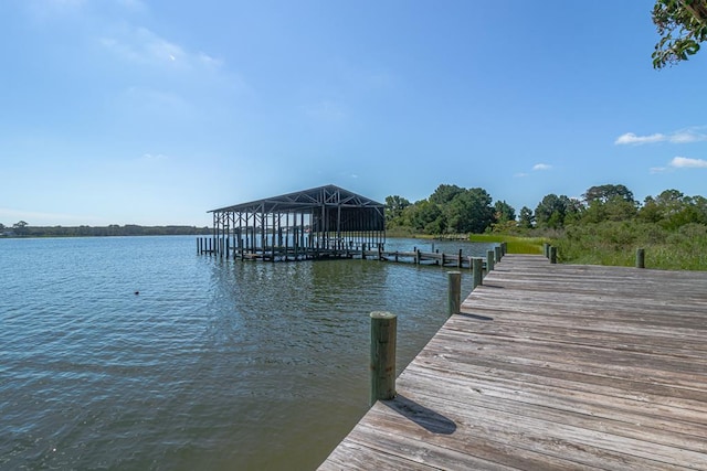 view of dock featuring a water view