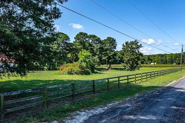 view of road featuring a rural view