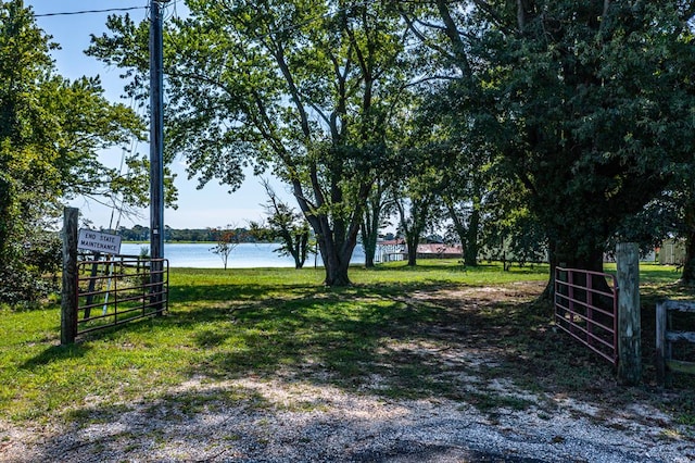 view of yard featuring a water view