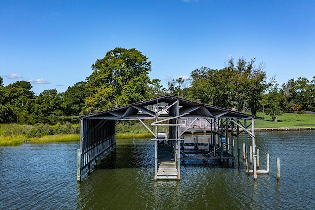 dock area featuring a water view