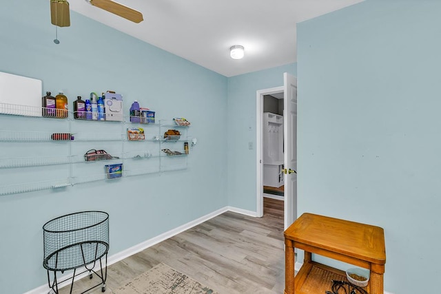889 Taylors Creek Rd, Weems, VA 22576 - interior space with light wood-style floors and a ceiling fan