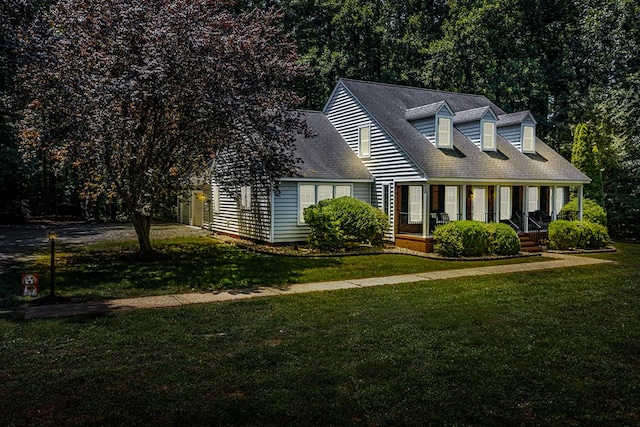 889 Taylors Creek Rd, Weems, VA 22576 - new england style home with a front lawn, a porch, and a shingled roof