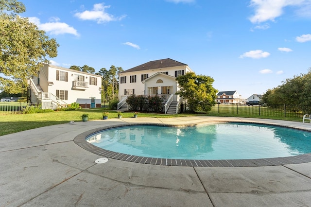 480 Rockingham Rd, Dunnsville, VA 22454 - view of pool featuring a yard, stairway, a patio, fence, and a fenced in pool