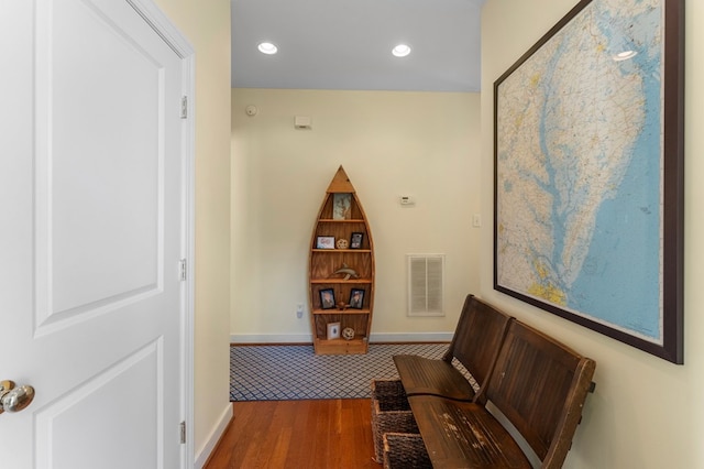 480 Rockingham Rd, Dunnsville, VA 22454 - hallway featuring recessed lighting, visible vents, baseboards, and wood finished floors