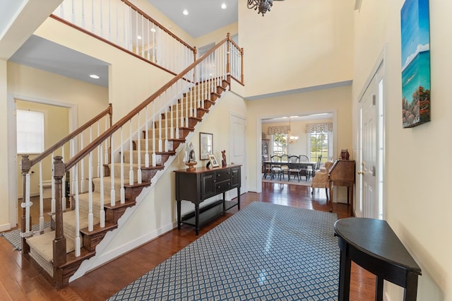 480 Rockingham Rd, Dunnsville, VA 22454 - entrance foyer with stairway, baseboards, and wood finished floors