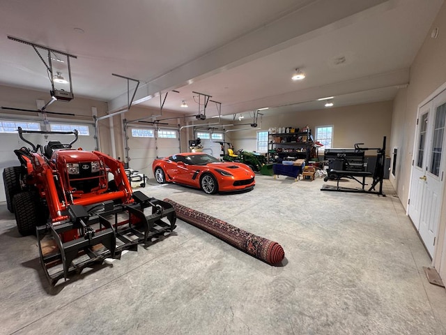 garage with a garage door opener