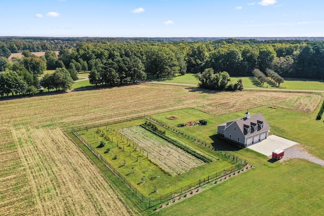 aerial view with a rural view