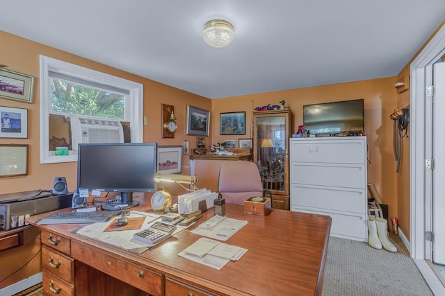 view of carpeted office space