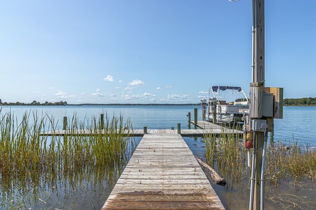 view of dock featuring a water view