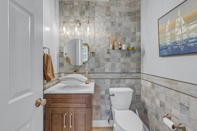 170 Rappa Run Rd, Topping, VA 23169 - bathroom with toilet, vanity, and tile walls