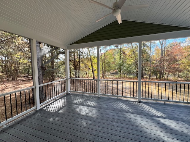 wooden deck with ceiling fan