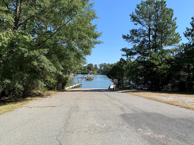 view of road with a water view