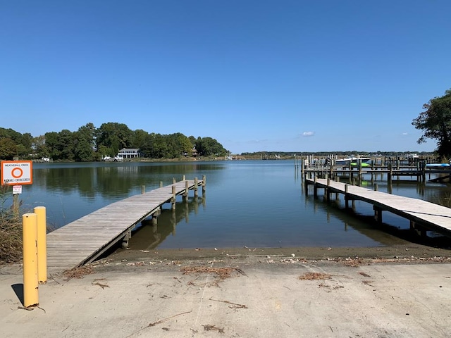 dock area featuring a water view