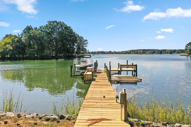 dock area featuring a water view