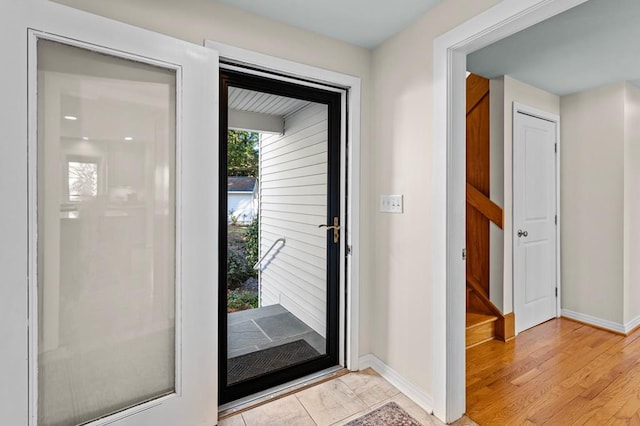 interior space with light hardwood / wood-style flooring