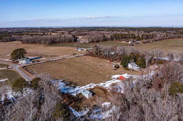 birds eye view of property featuring a rural view