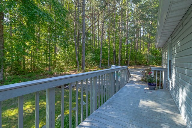 1198 Knights Landing Dr, Heathsville, VA 22473 - wooden terrace featuring a view of trees