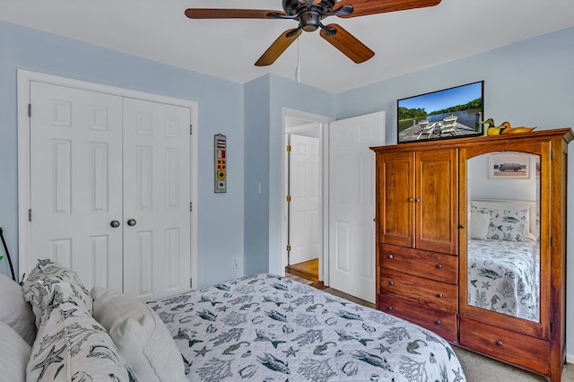 1198 Knights Landing Dr, Heathsville, VA 22473 - bedroom with a closet, a ceiling fan, and carpet floors