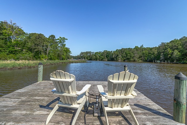 1198 Knights Landing Dr, Heathsville, VA 22473 - dock area featuring a water view and a forest view