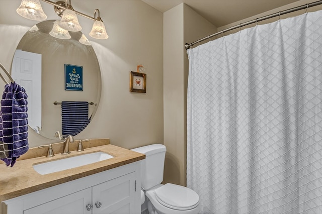 1198 Knights Landing Dr, Heathsville, VA 22473 - bathroom with vanity, toilet, and curtained shower